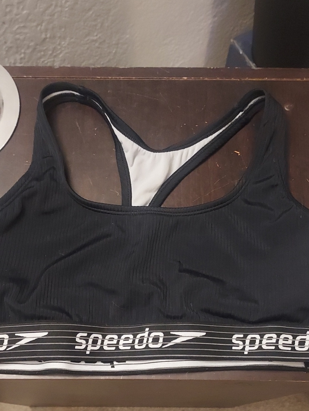 Speedo Black Racerback Swim Sports Bra